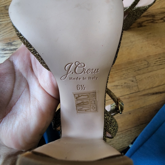 J. Crew "harlow" block heel gold lurex shoes size 6 1/2 - Picture 4 of 7